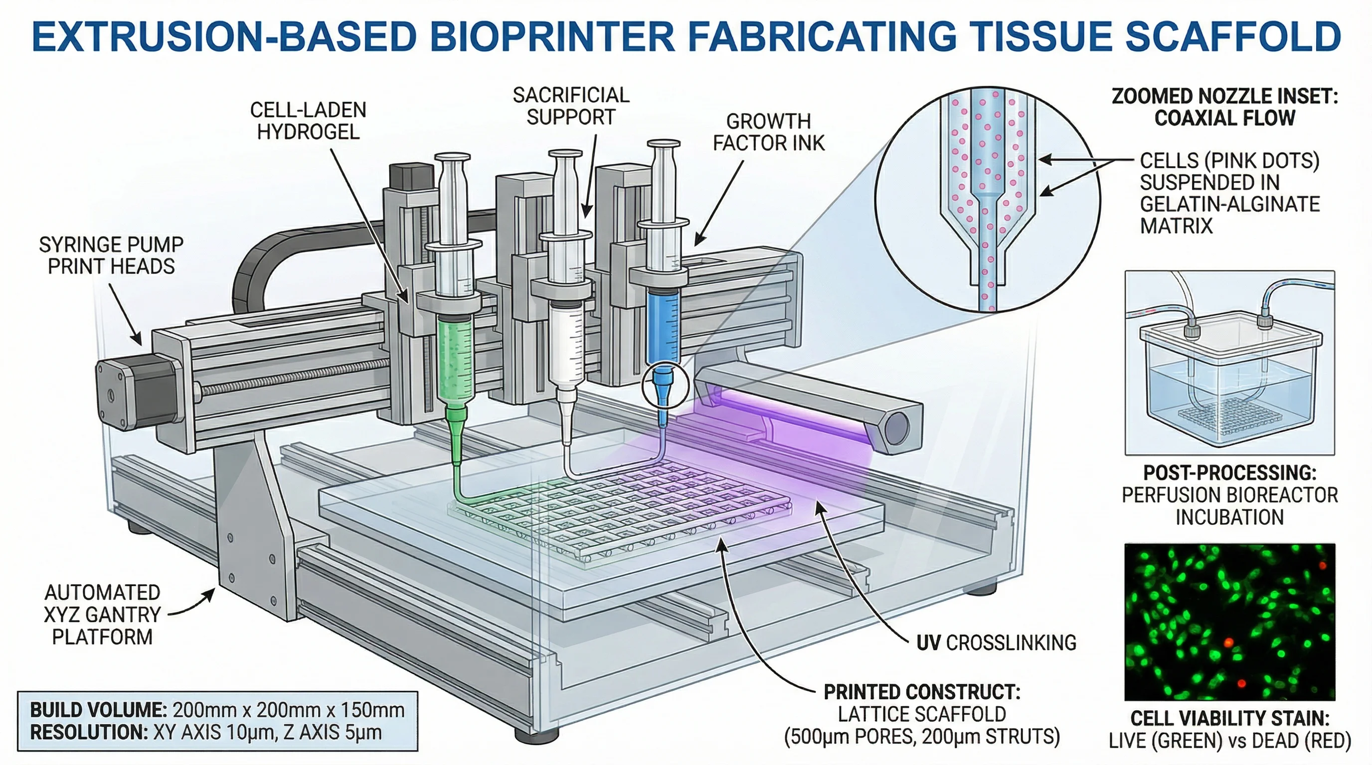 Bioprinter ad estrusione e scaffold tissutale
