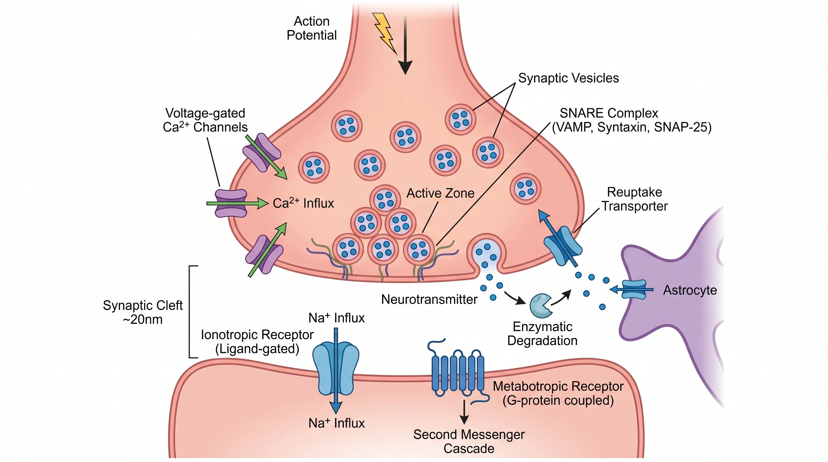 Neurotransmitter Release At Synapse