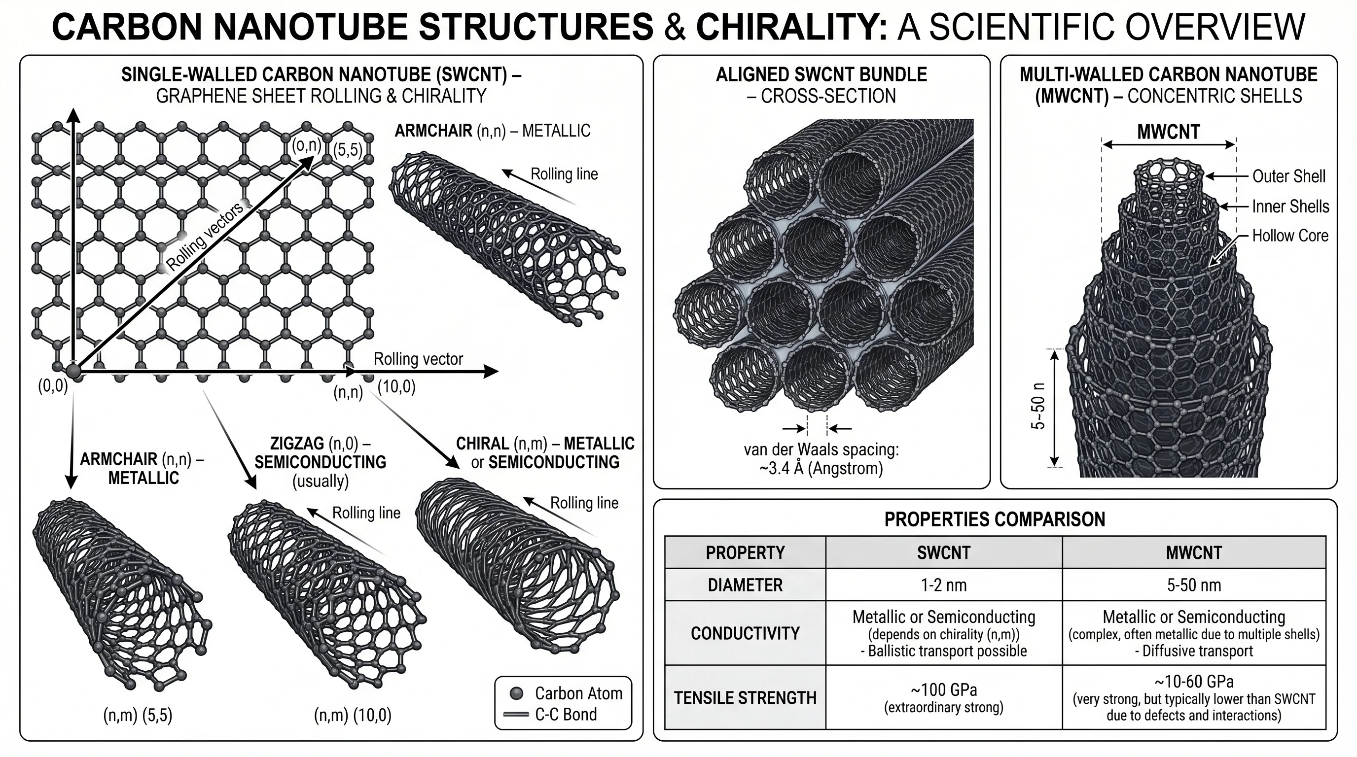 Fascio di nanotubi di carbonio e chiralità
