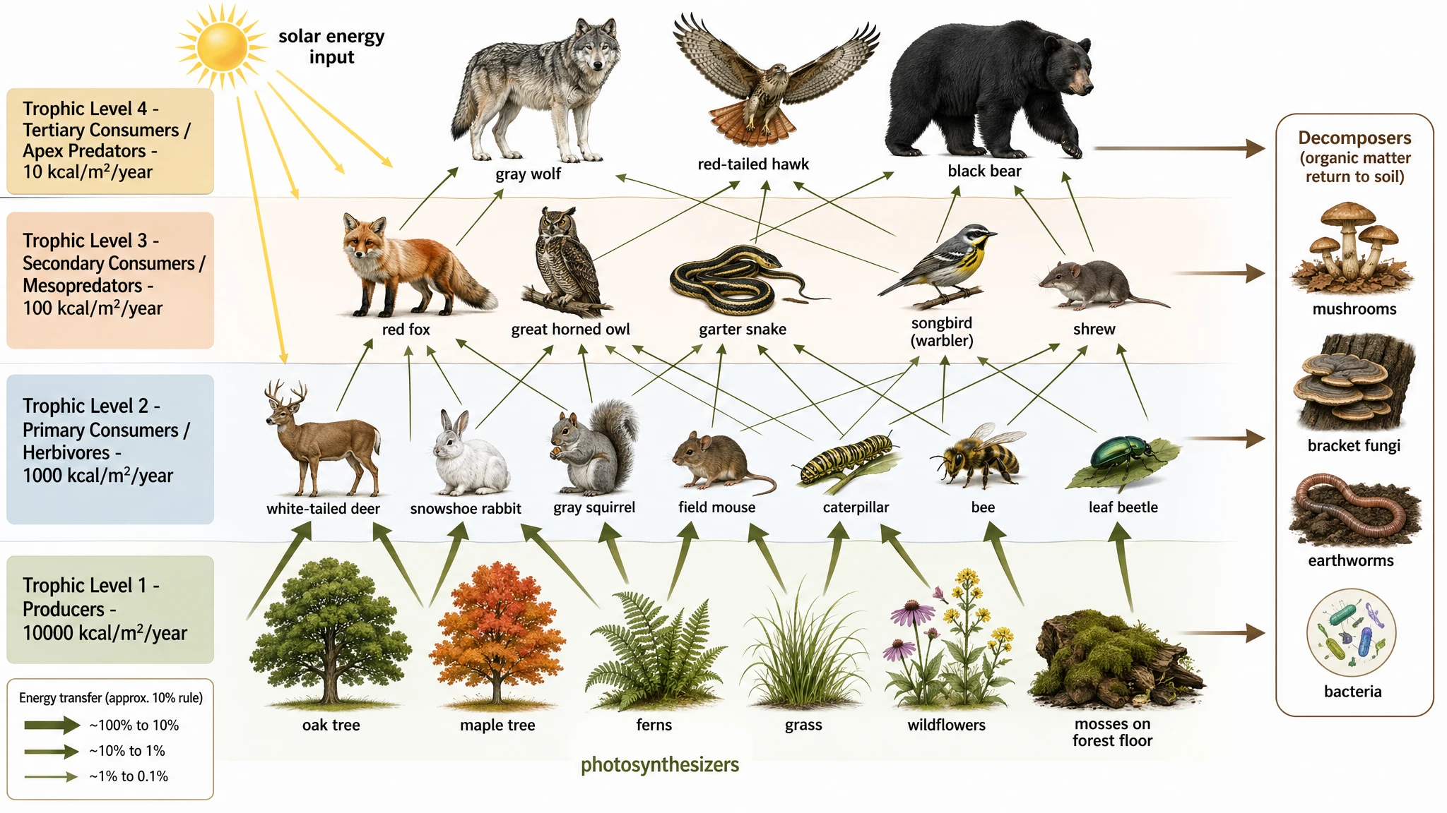 GPT Image 2 — Northern Temperate Forest Food Web