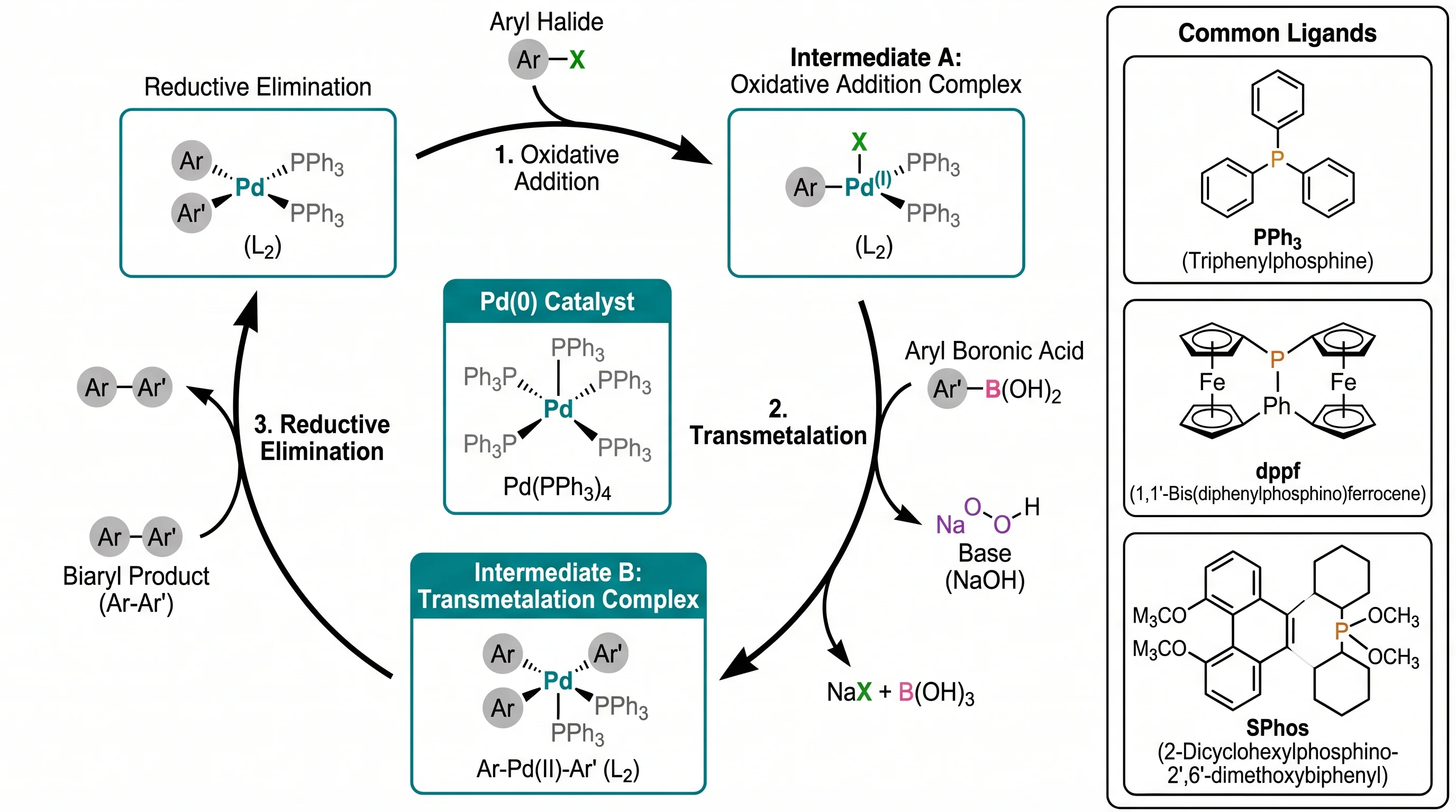 Nano Banana Pro — Suzuki Cross Coupling Catalytic Cycle