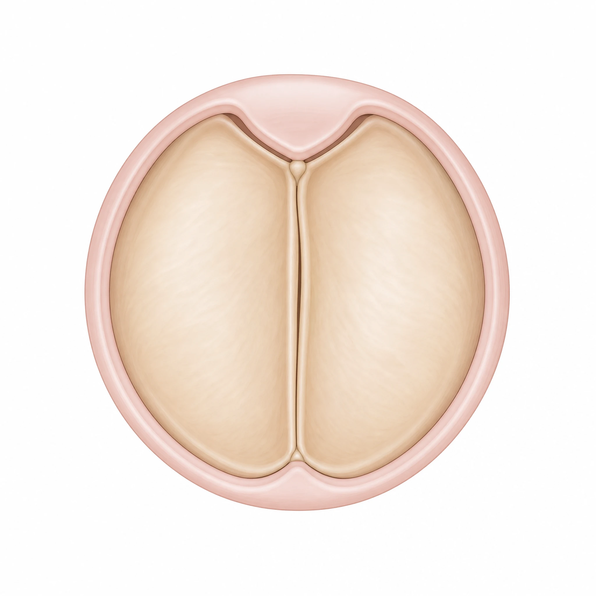 Clean two-leaflet bicuspid aortic valve isolated on white for use as a PNG icon (Figure generated with SciFig)