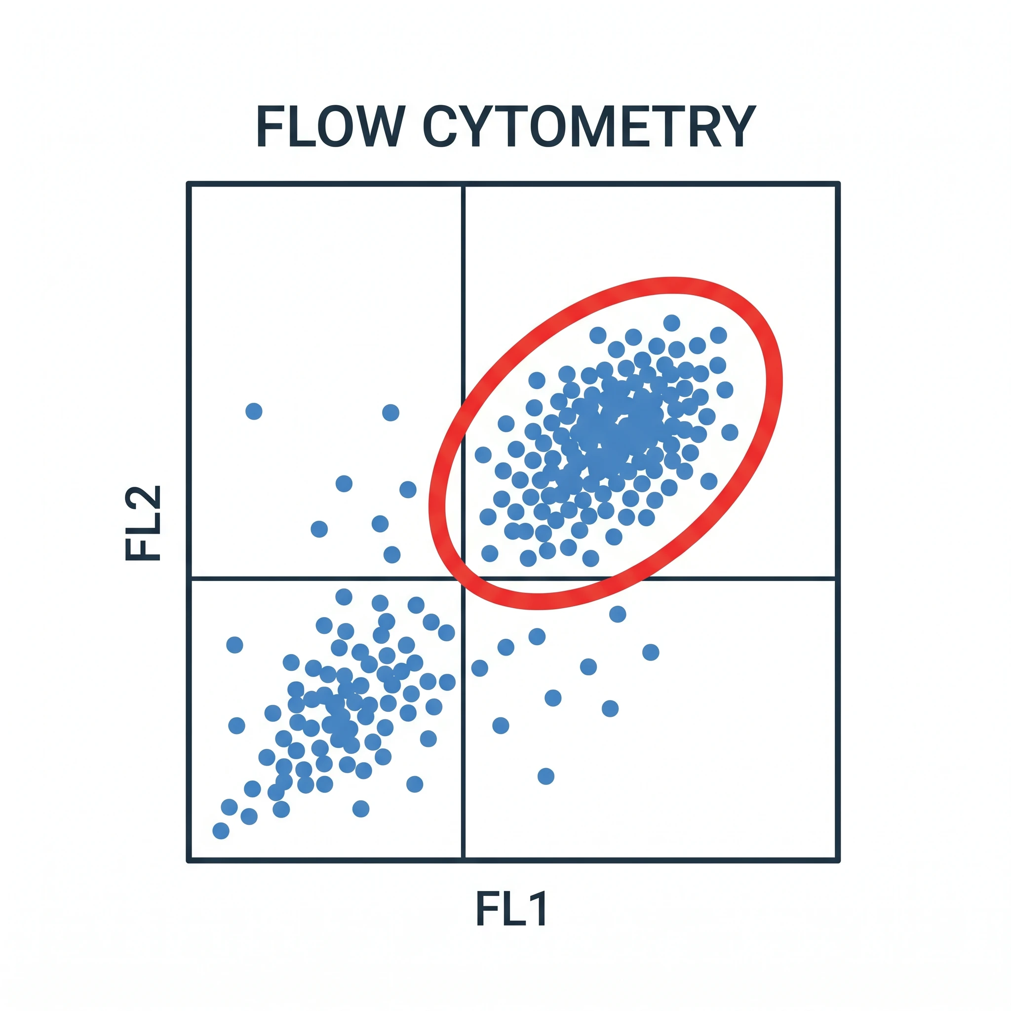 Icon of a flow cytometry plot with an oval gate around a population (Figure generated with SciFig)
