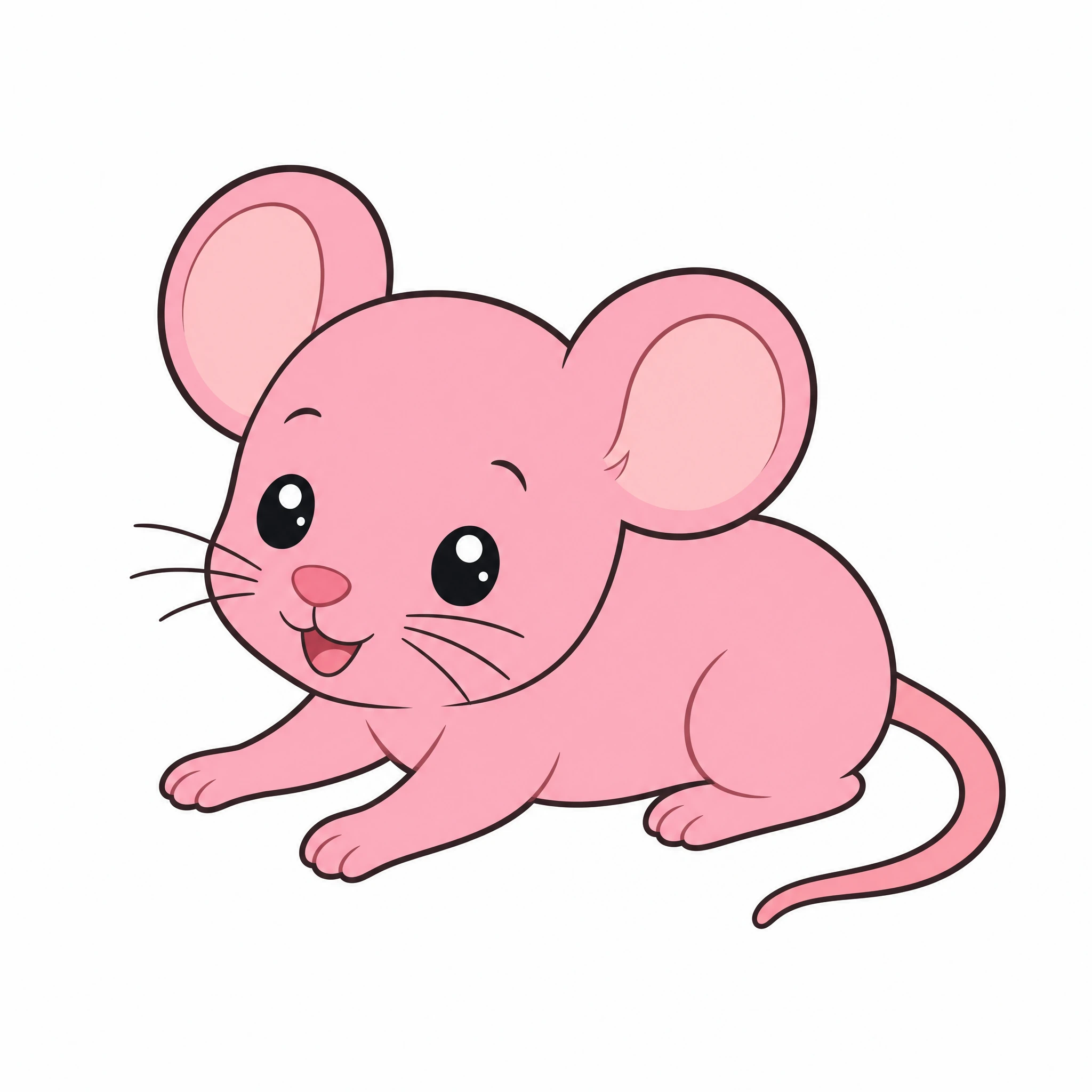 Simple flat clipart young mouse pup with bold outlines (Figure generated with SciFig)
