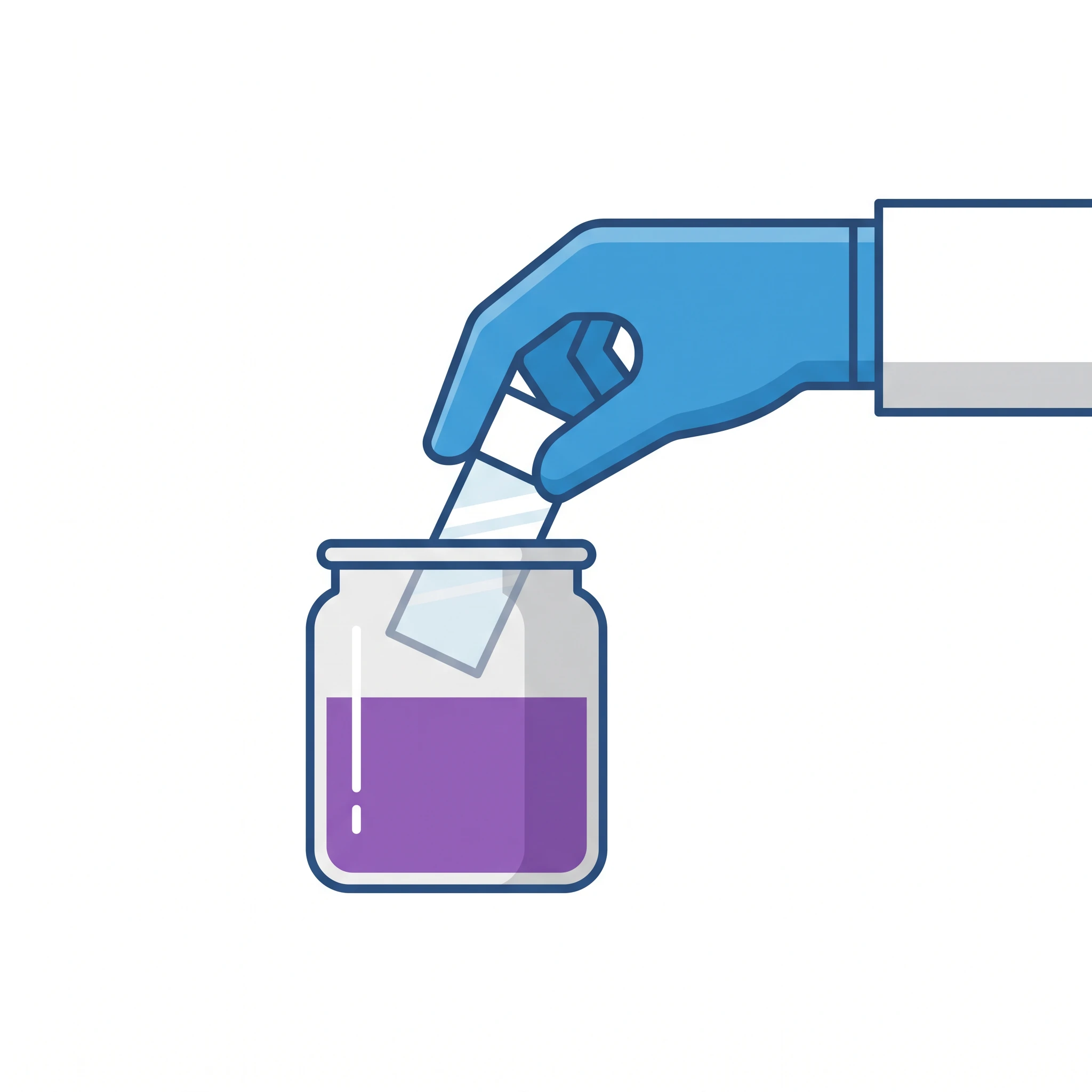 Icon of a slide being placed into a Coplin jar of stain (Figure generated with SciFig)