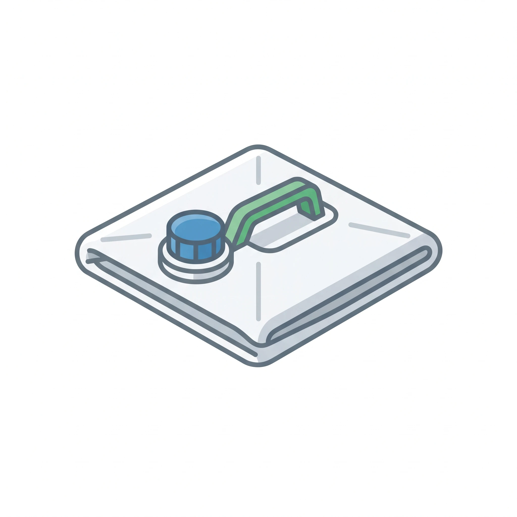 Icon of a collapsed empty cubitainer flattened to save space (Figure generated with SciFig)
