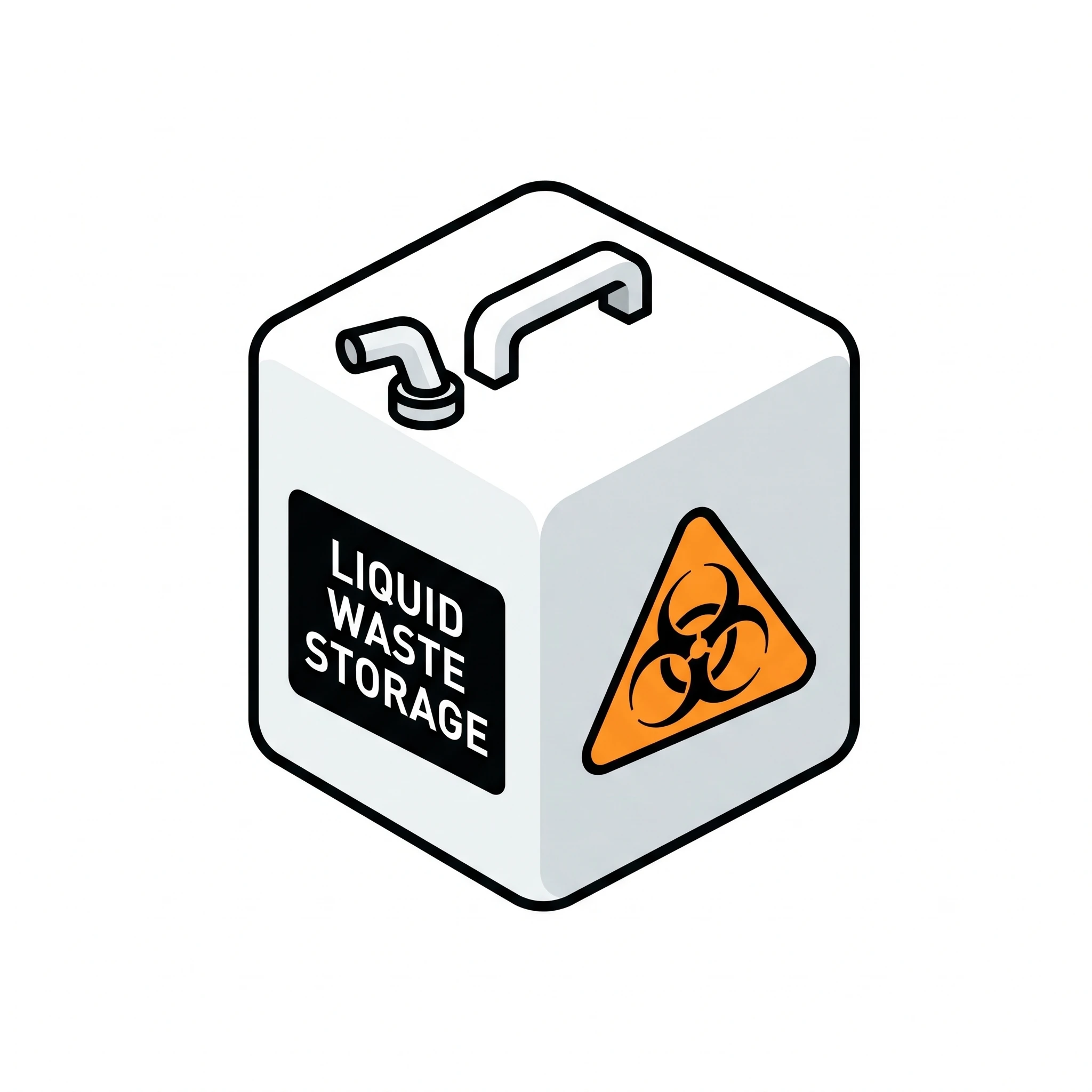 Icon of a cubitainer used for labeled liquid waste storage (Figure generated with SciFig)