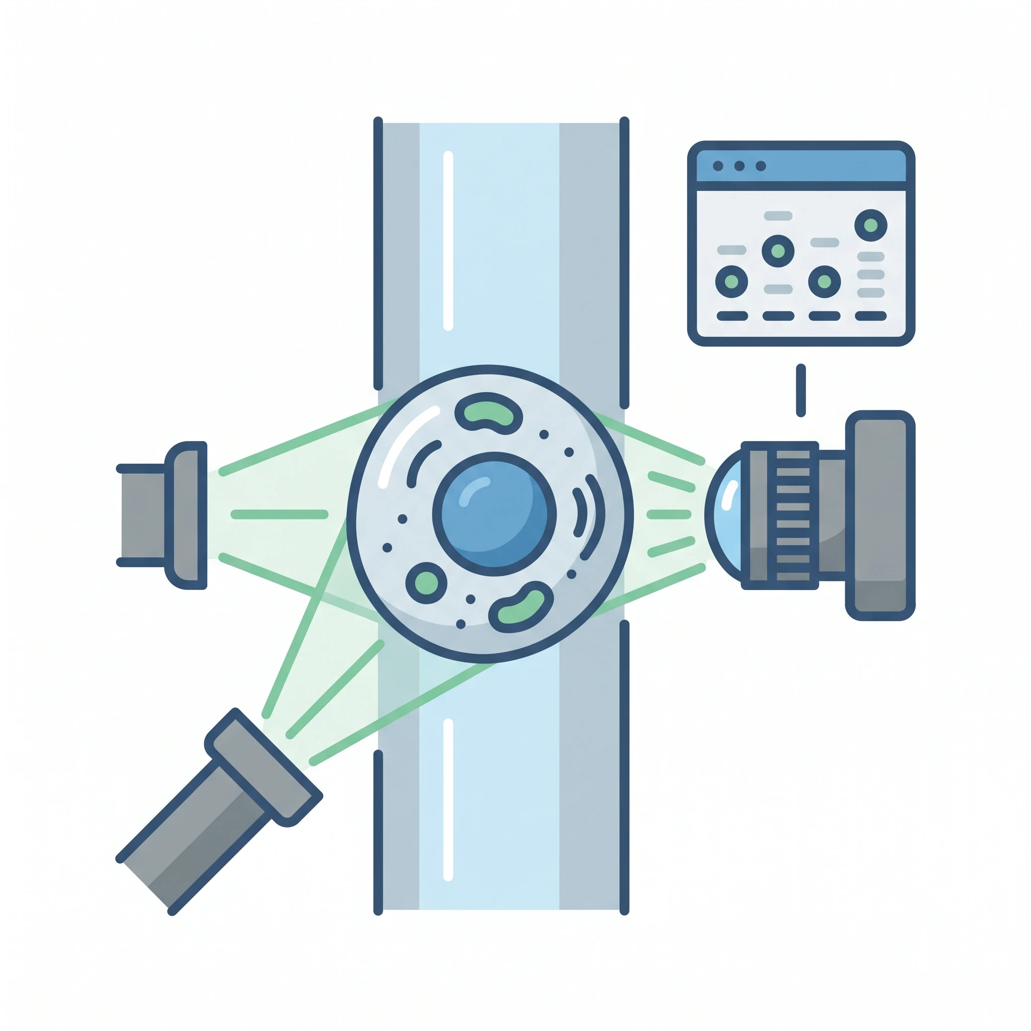 Icon of a single cell imaged in the flow channel of an imaging flow cytometer (Figure generated with SciFig)
