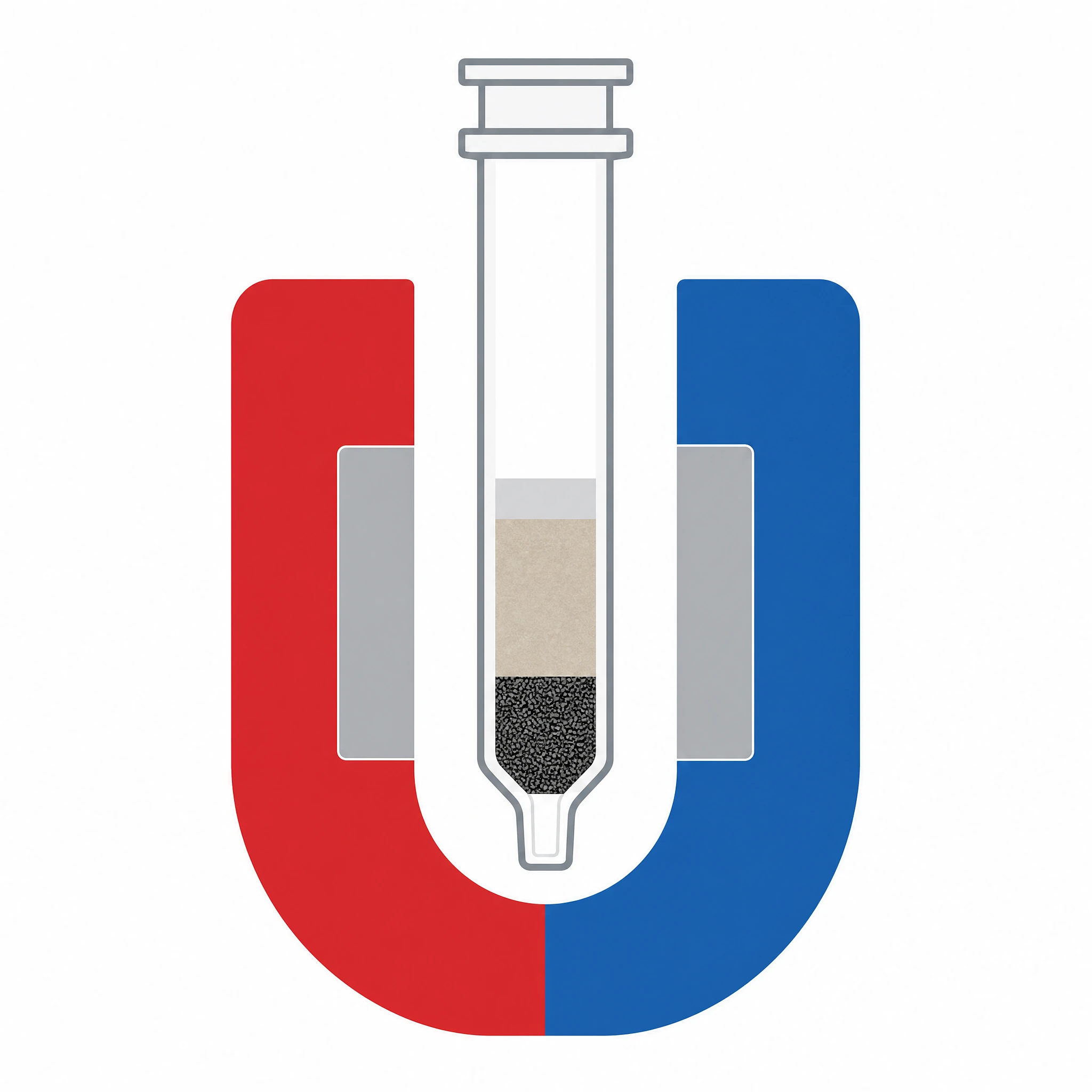 Clean magnetic separation column in a magnet isolated on white for use as a PNG icon (Figure generated with SciFig)