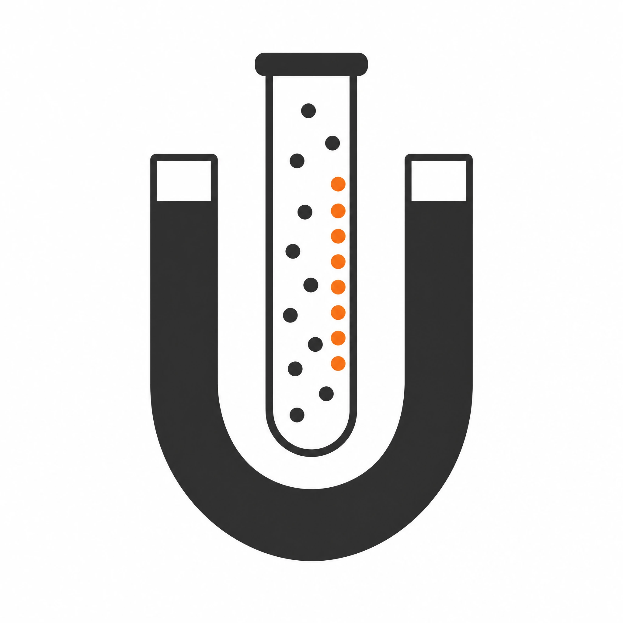 Minimal monochrome magnetic cell separator icon with a column inside a U-shaped magnet (Figure generated with SciFig)